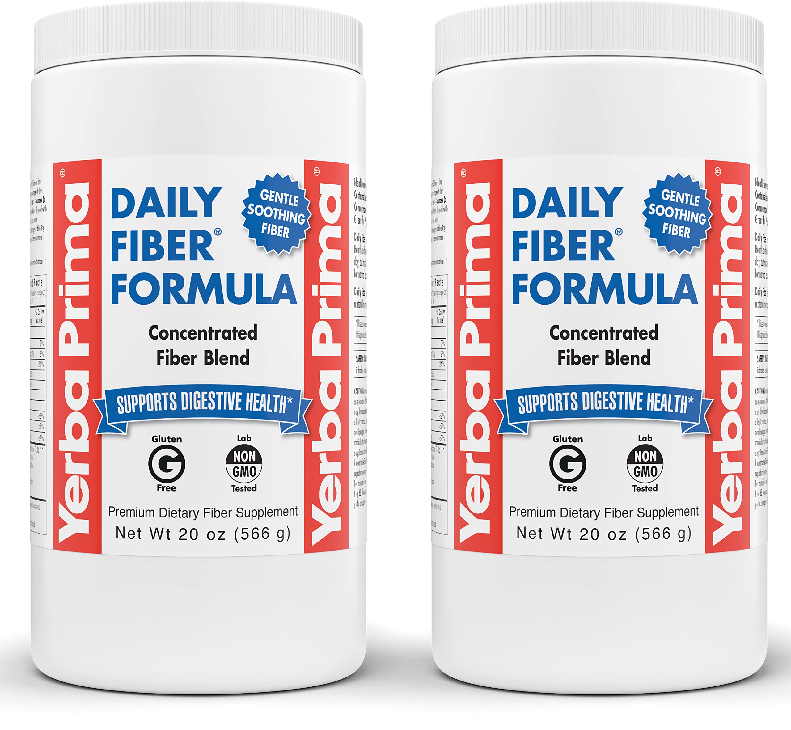 Yerba Prima Daily Fiber Formula powder in a jar for daily digestion support