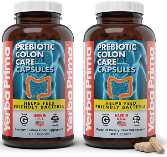 Yerba Prima Prebiotic Colon Care bottle front view for daily digestive support.