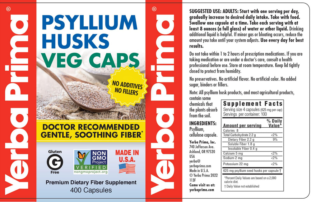 Psyllium husk capsules being poured to illustrate easy intake.