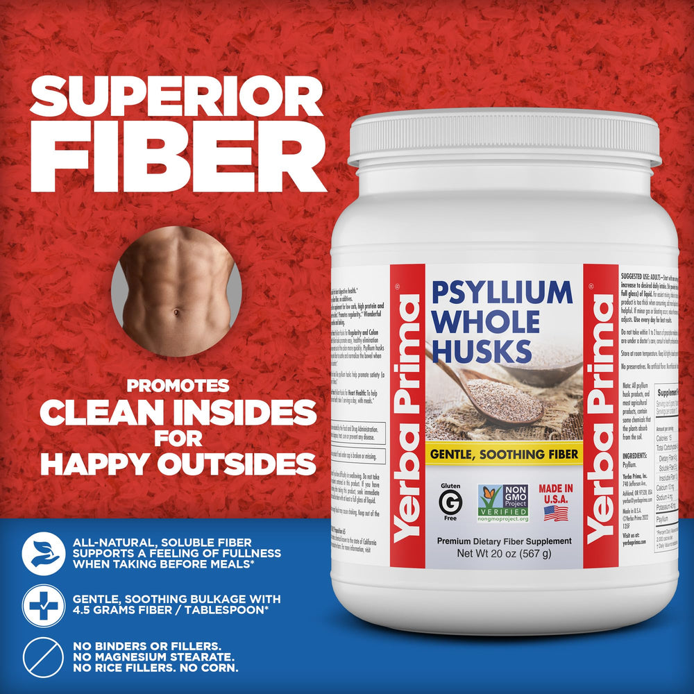 Yerba Prima psyllium husk added to orange juice for a smooth fiber addition.