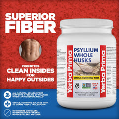 Yerba Prima psyllium husk added to orange juice for a smooth fiber addition.