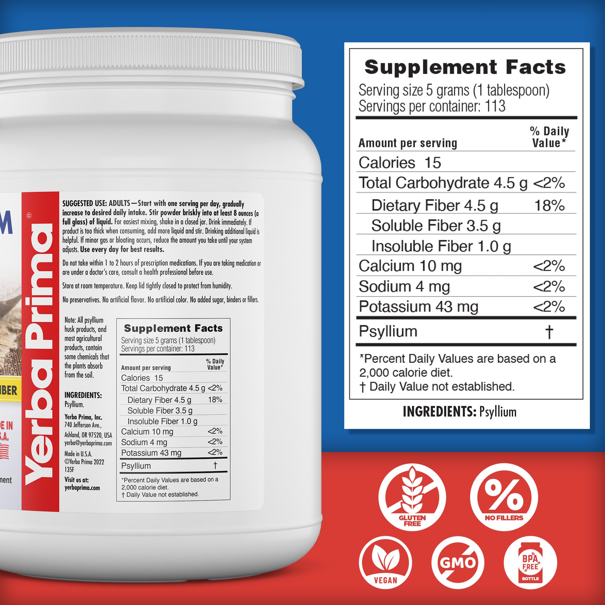 Yerba Prima psyllium husk blended into smoothie for healthy daily fiber.
