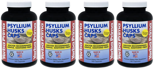 Yerba Prima Psyllium Husk Caps front bottle for daily fiber support