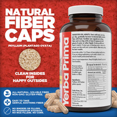 Yerba Prima Psyllium Husks Caps packaging highlights gluten-free, non-GMO formulation