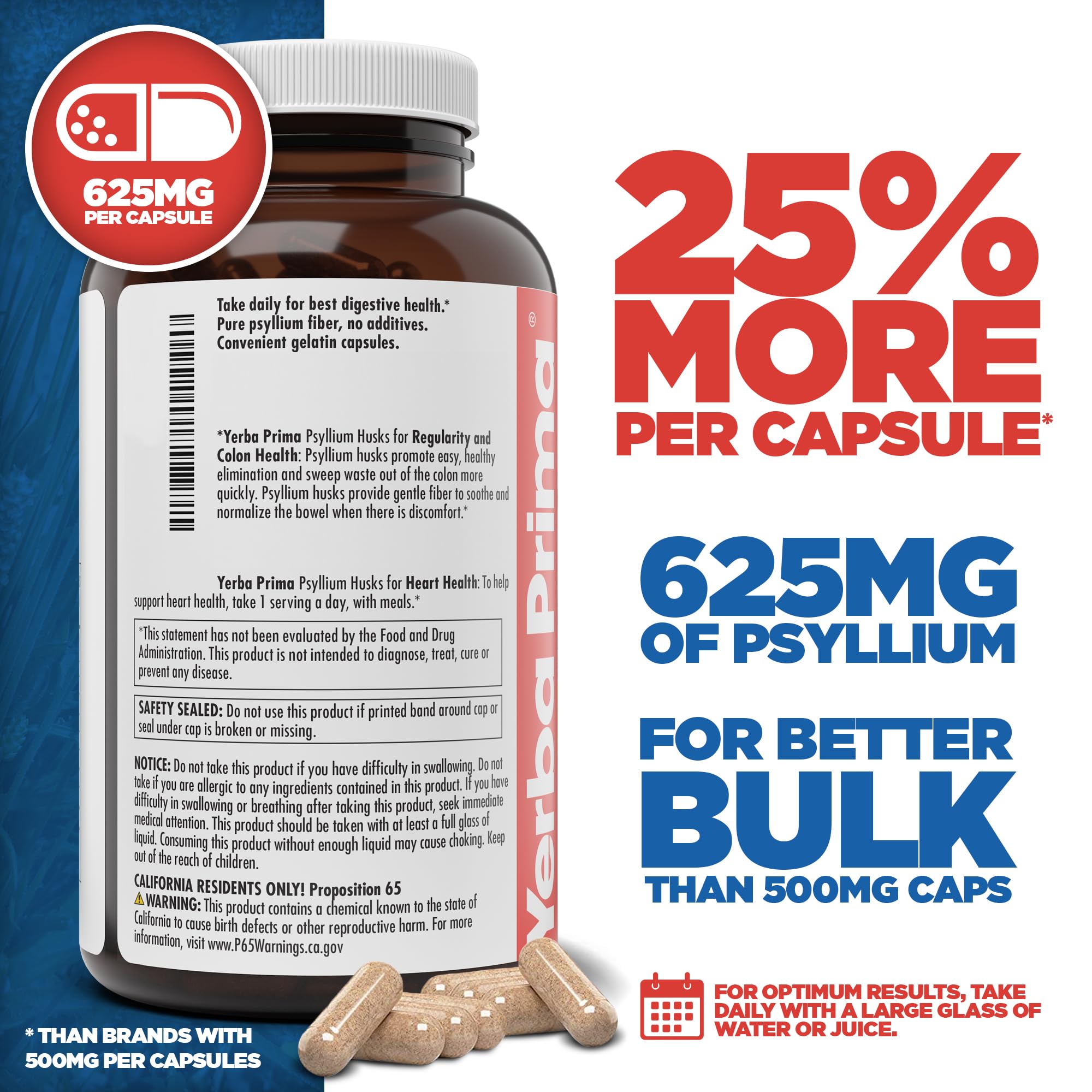 Yerba Prima Psyllium Capsules swallow shot demonstrates convenient, gluten-free daily fiber intake.