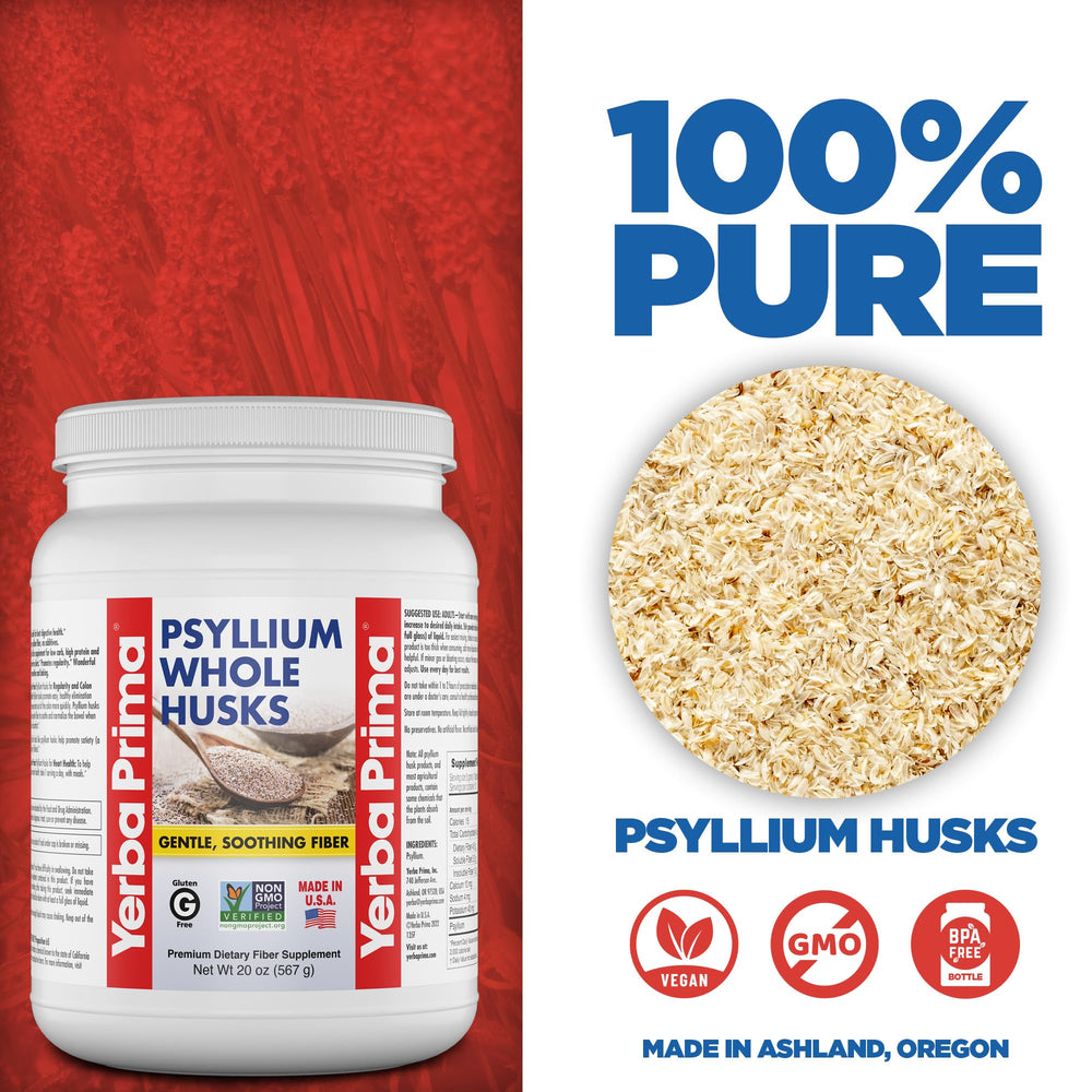 Yerba Prima psyllium husks portion scoop ready to use for easy fiber addition