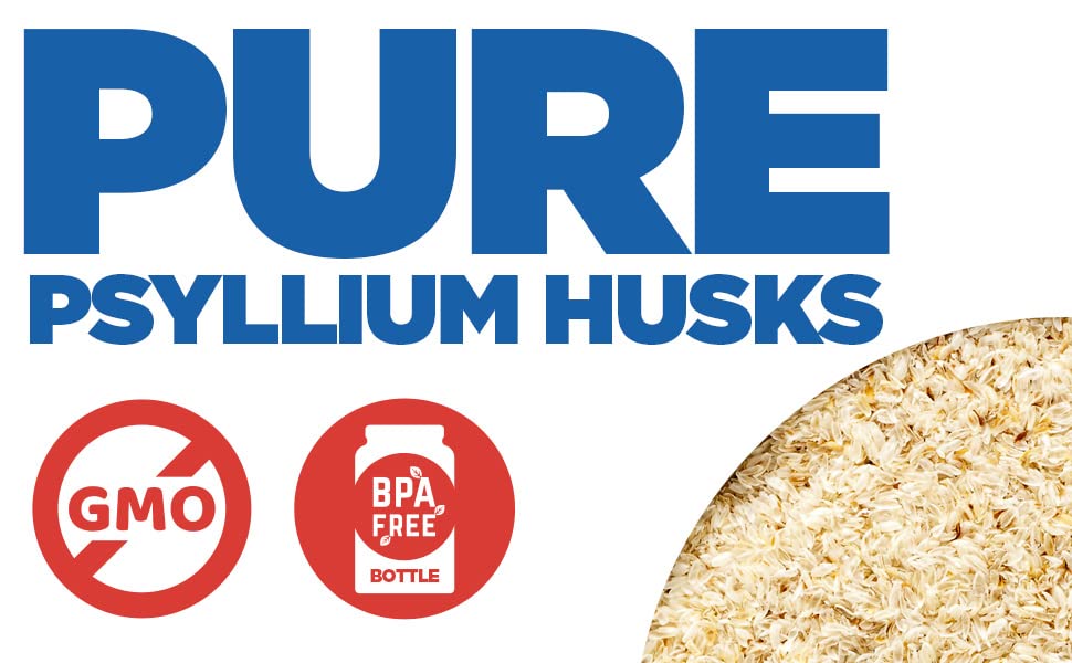 Yerba Prima psyllium husks powder unflavored bottle label highlights gluten-free, non-GMO traits.