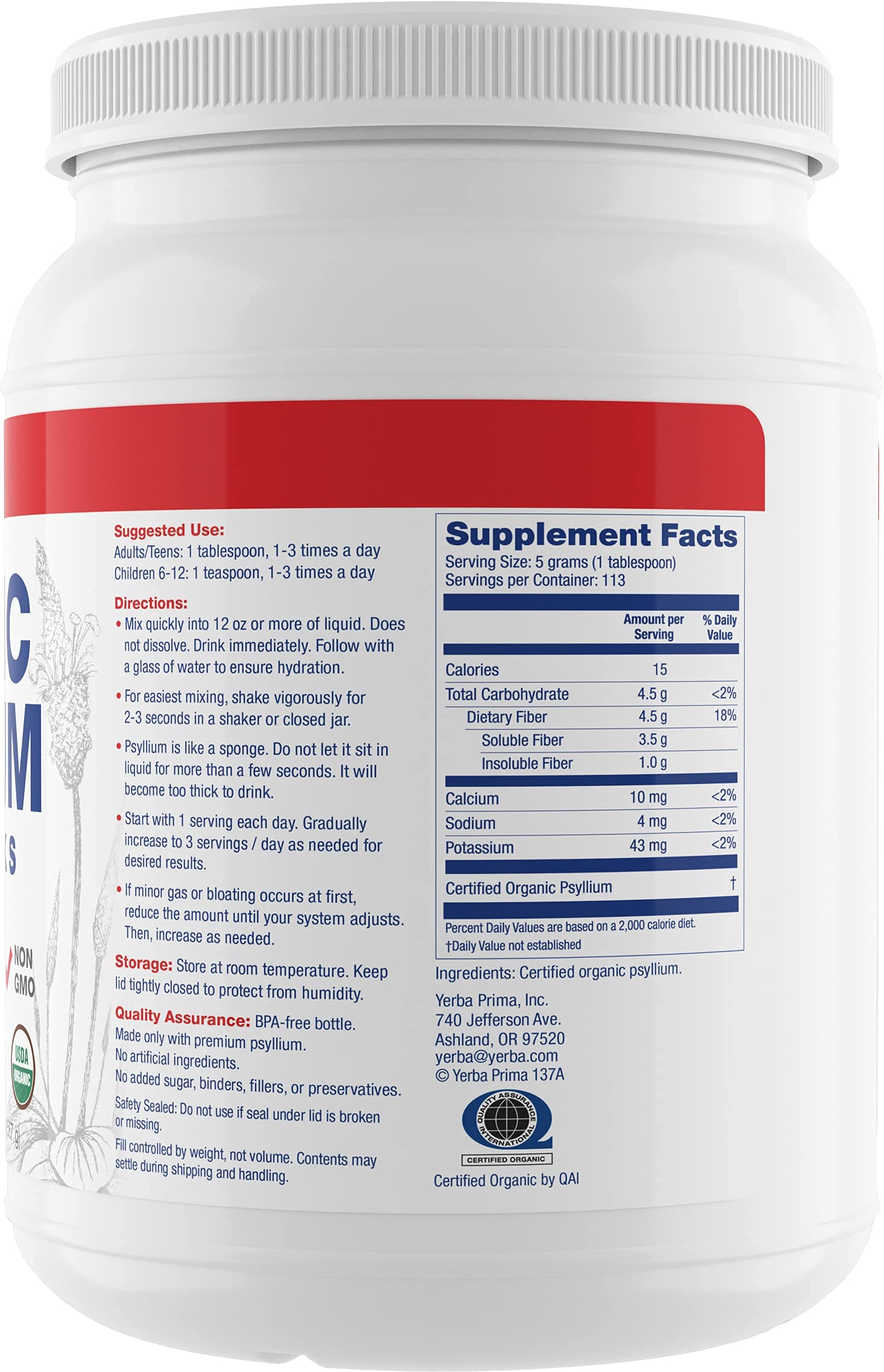 Yerba Prima psyllium whole husk texture shown naturally
