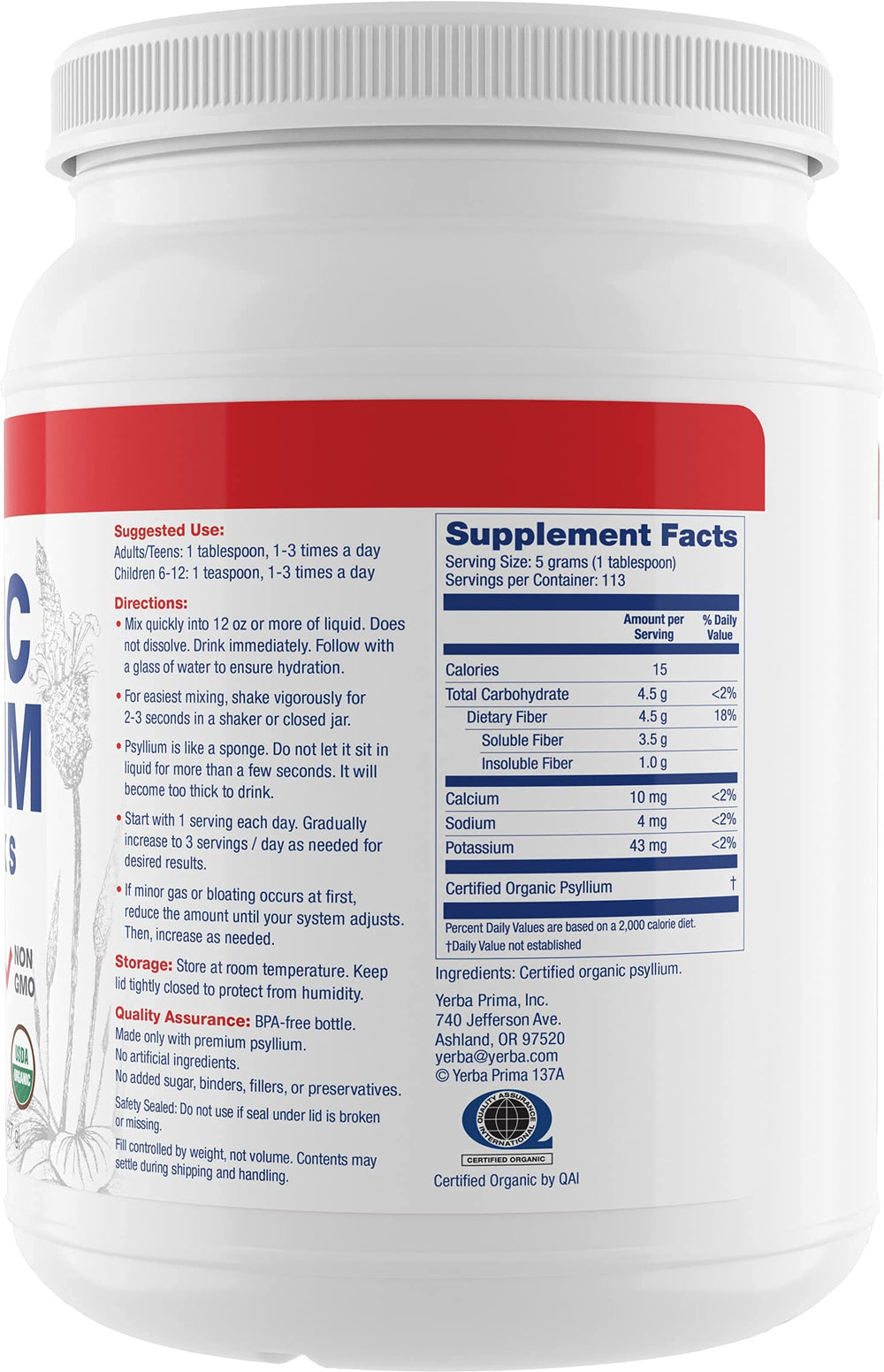 Yerba Prima psyllium whole husk texture shown naturally