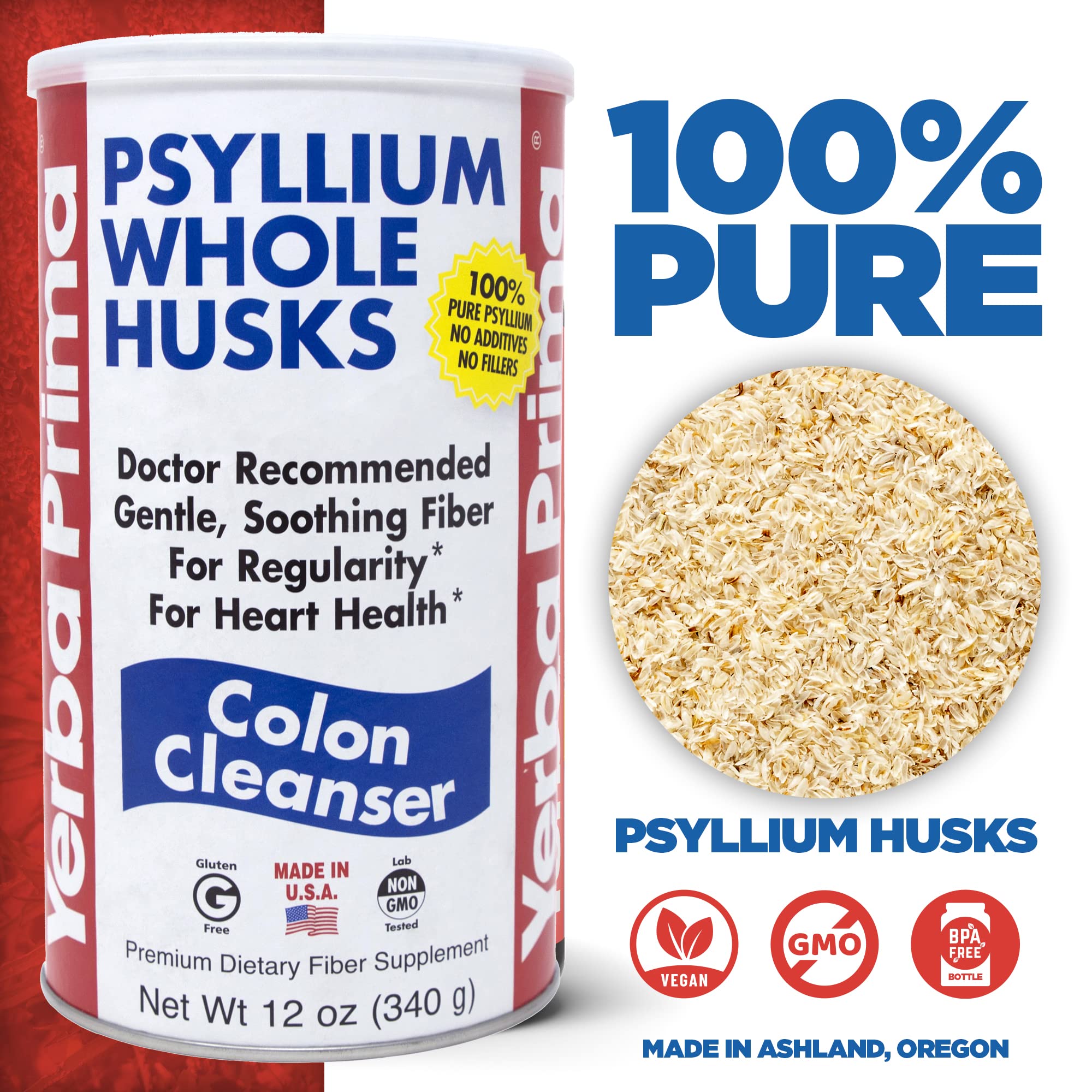 Nutrition label highlights gluten-free and non-GMO fiber attributes.