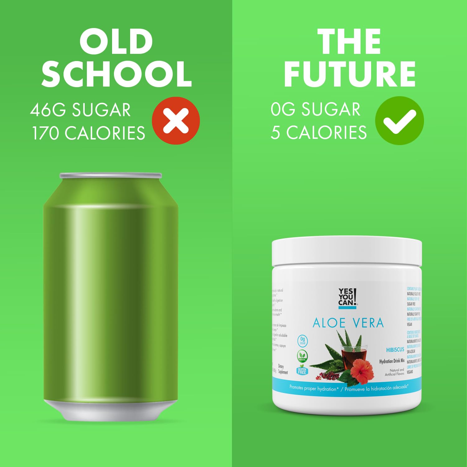 Yes You Can Aloe Vera Drink Mix hibiscus powder close-up highlighting natural flavor.
