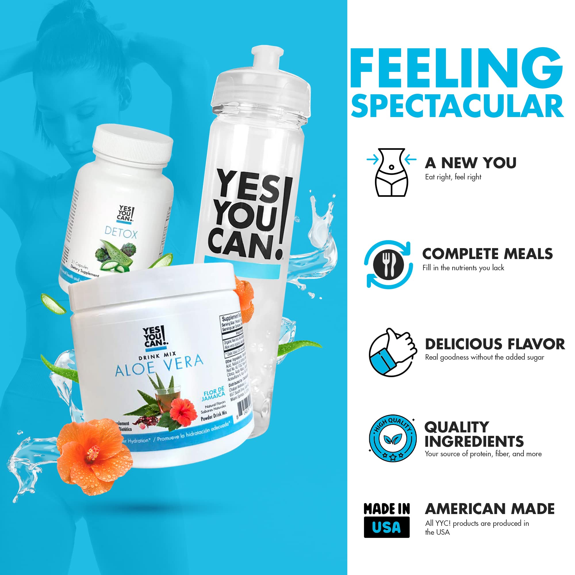 Yes You Can! Aloe vera drink mix hibiscus packaging for refreshing hydration
