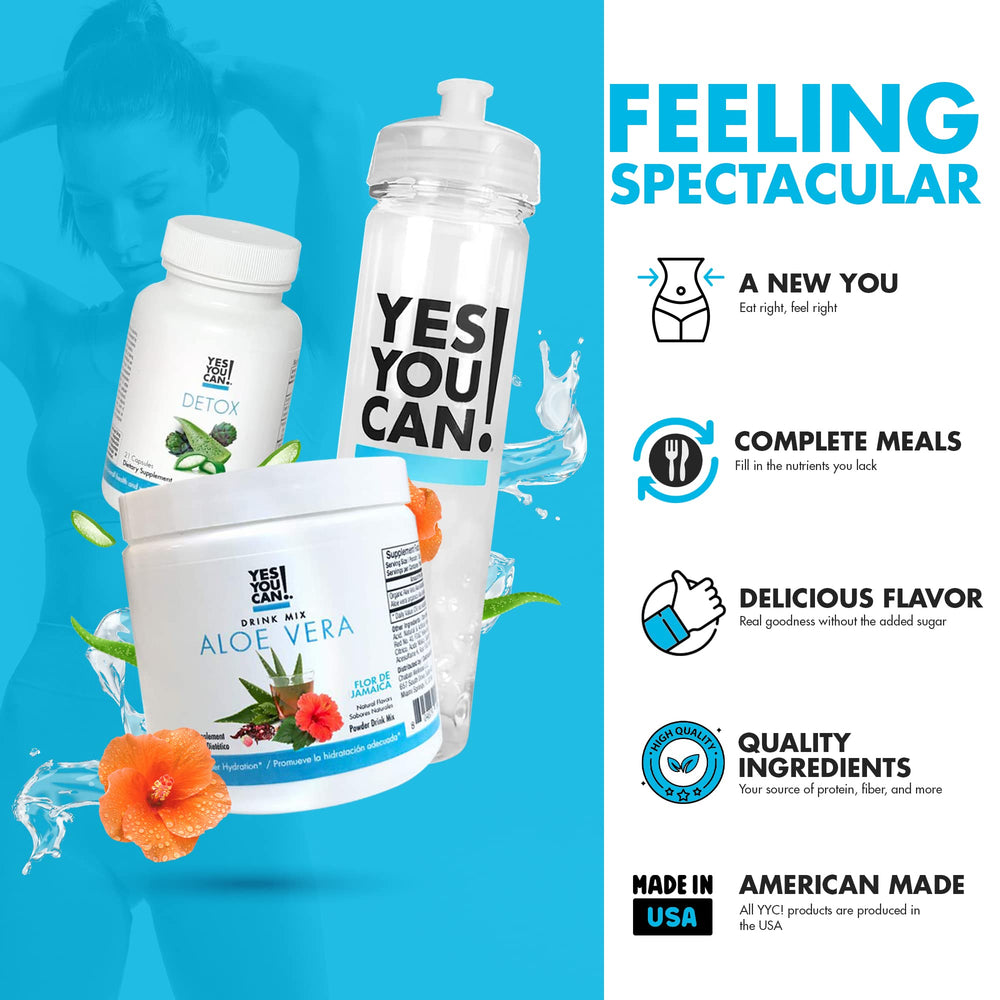 Yes You Can! Aloe vera drink mix hibiscus packaging for refreshing hydration