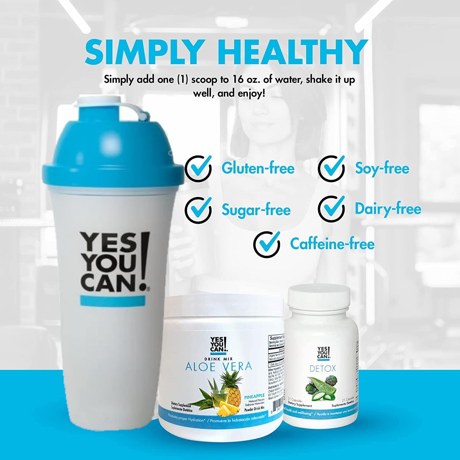 Yes You Can! Aloe vera drink mix pineapple glass serving for refreshing hydration