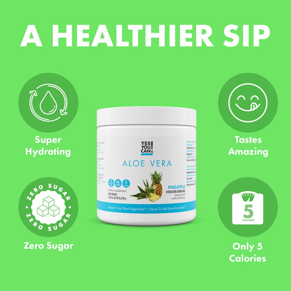 Yes You Can Aloe Vera Drink Mix dissolves in cold water with easy stirring.