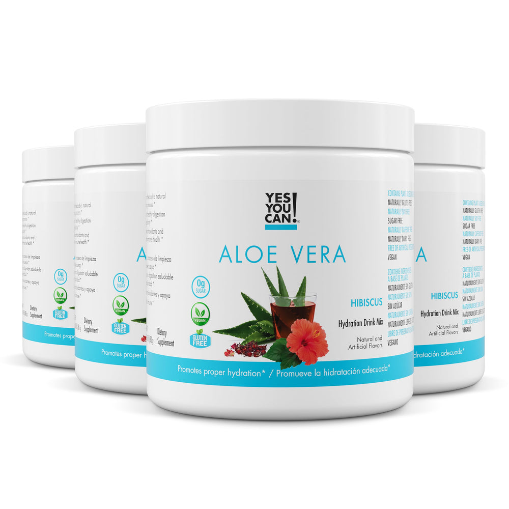 Yes You Can Aloe Vera Powder Drink Mix in a jar for hydration on the go
