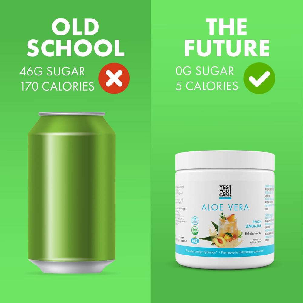 Yes You Can! Aloe Vera Drink Mix USA-made logo on the canister.
