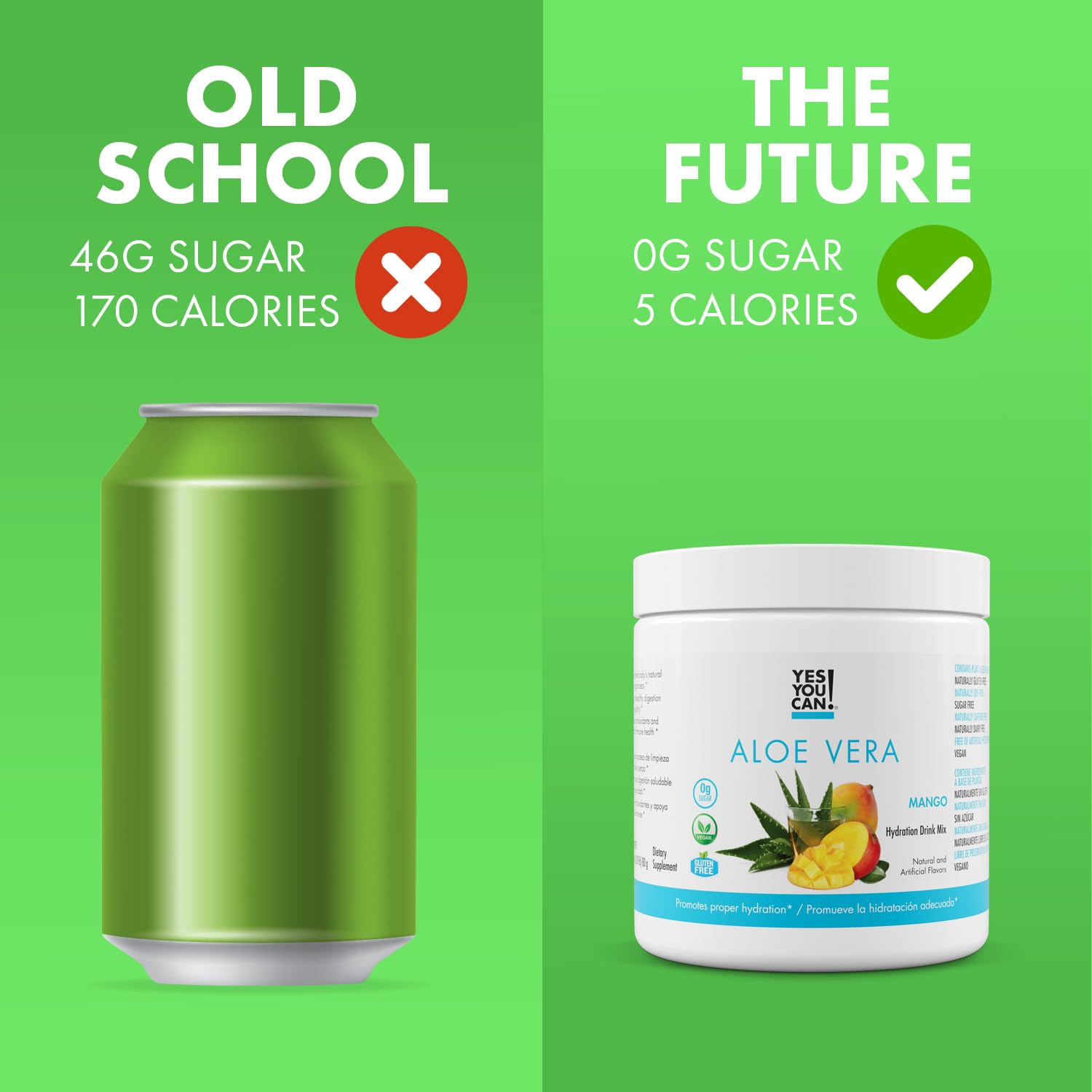 Yes You Can! Aloe Vera mango in shaker for versatile drink bases.