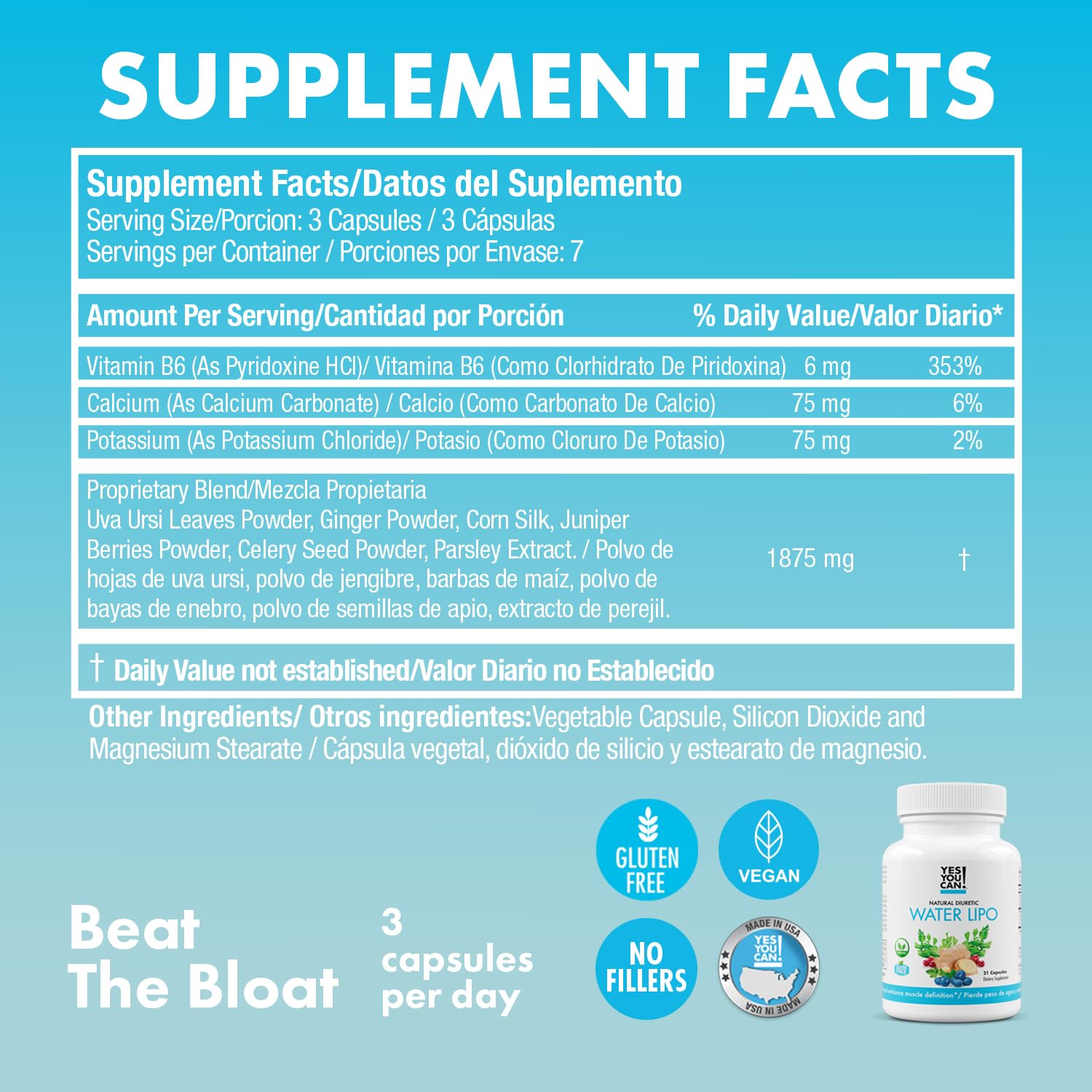 Bottle with label detail highlighting product and gentle hydration benefits.