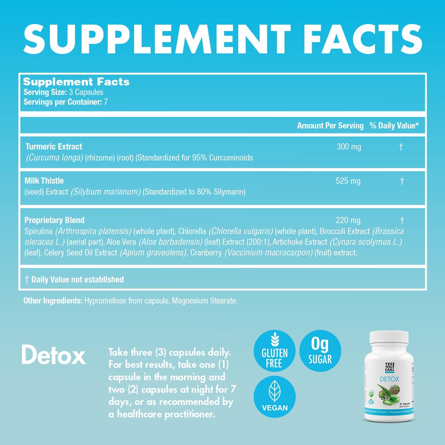 Yes You Can! Detox Plus capsules provide convenient daily supplements.