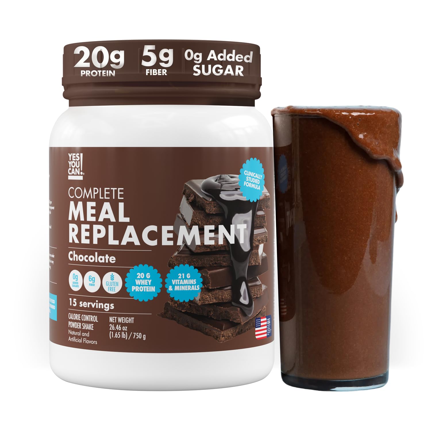Yes You Can! Meal Replacement Shake chocolate front label for quick nutrition