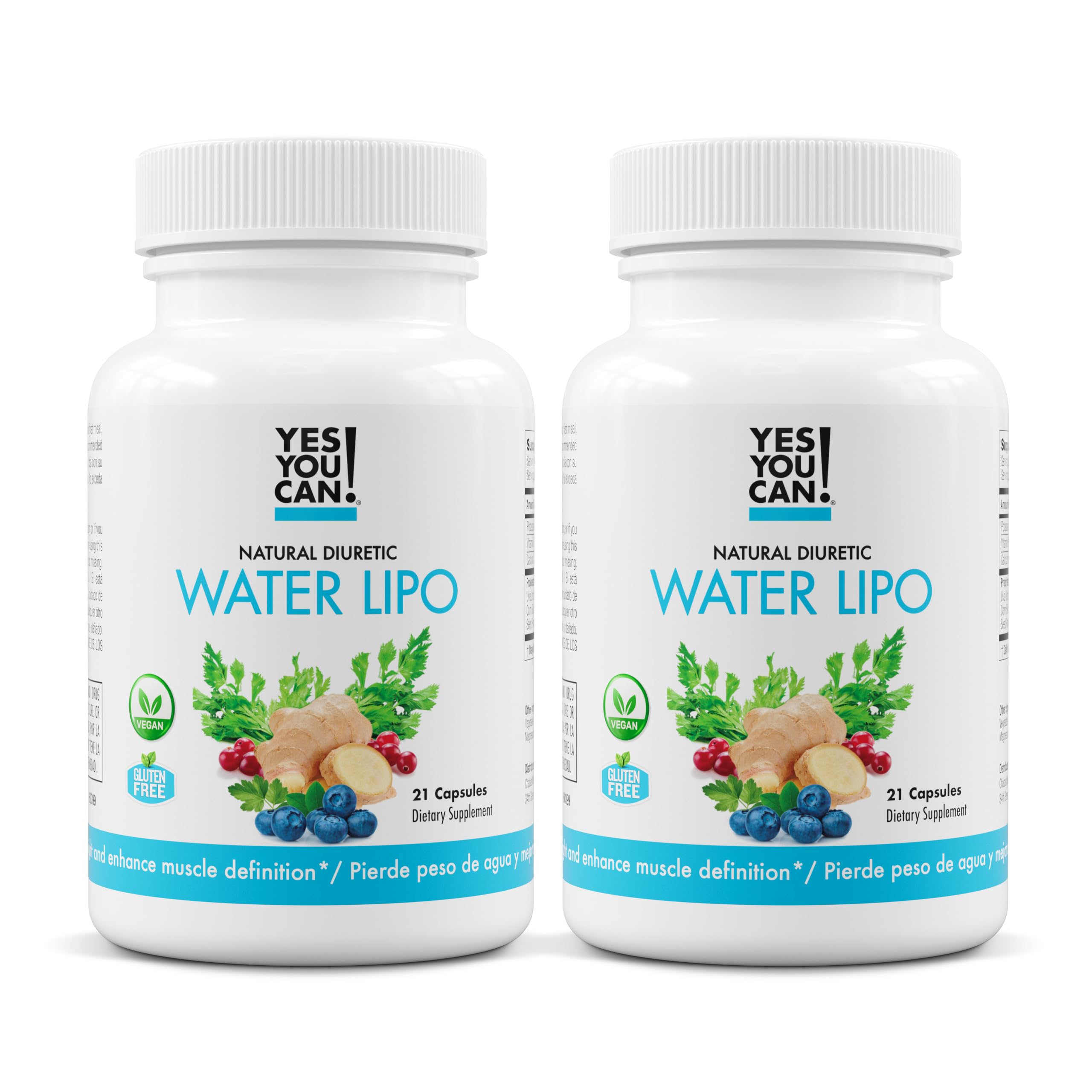 Yes You Can! bottle front shows natural water lipo pills for gentle hydration balance.