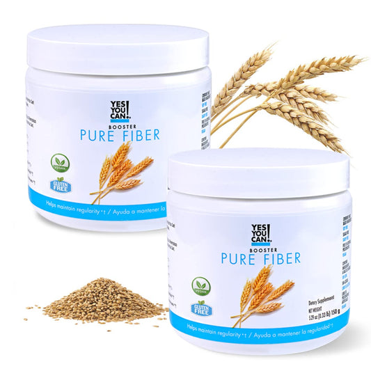 Yes You Can! Shake Booster Pure Fiber bottle pouring, convenient daily fiber support.
