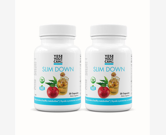 Yes You Can Slim Down bottle on a clean surface, convenient daily energy-support capsule routine.