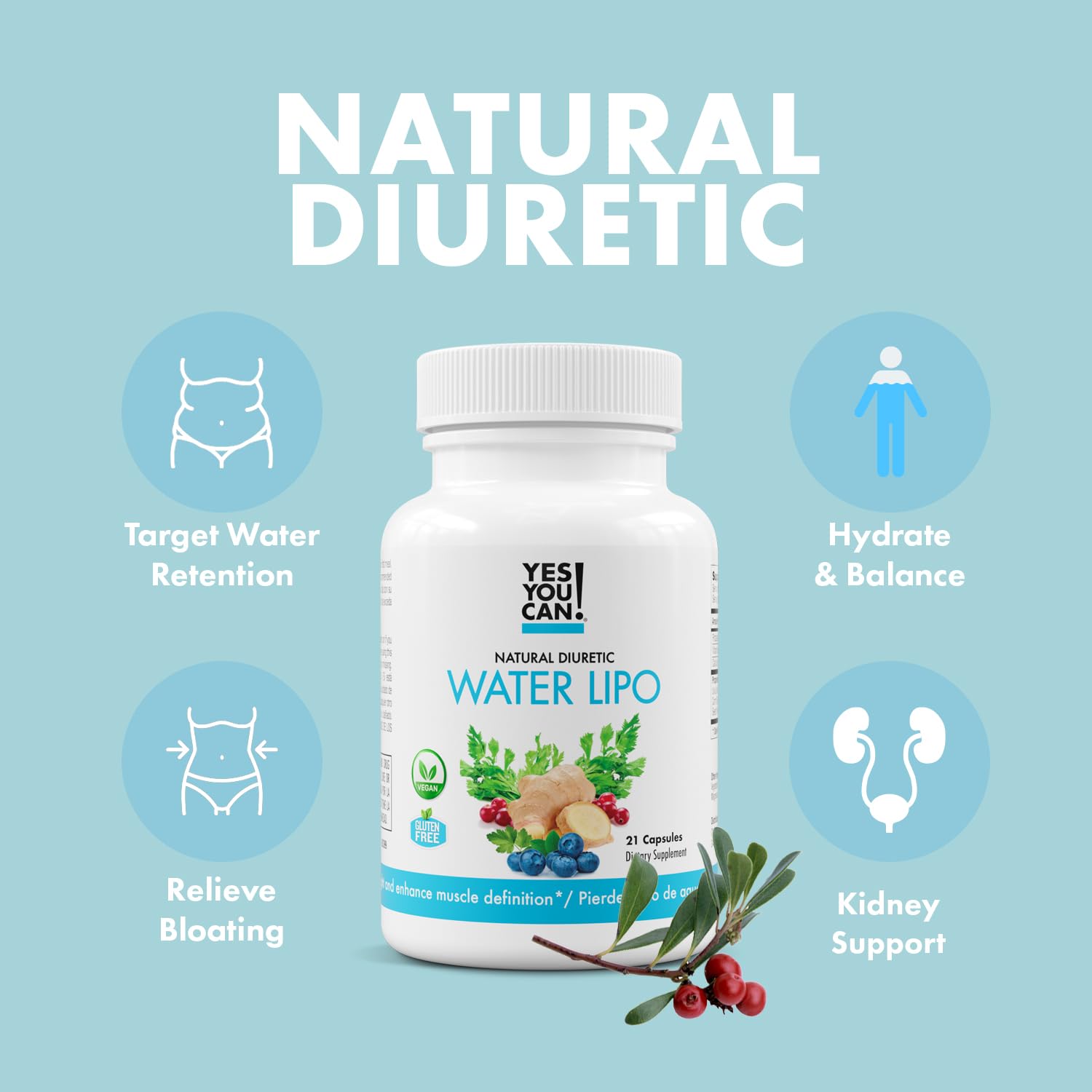 Yes You Can Water Lipo Pills show juniper berries for natural cleansing support