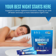 Yesnap MAGICRELAX label close-up showing clean no sugar formulation