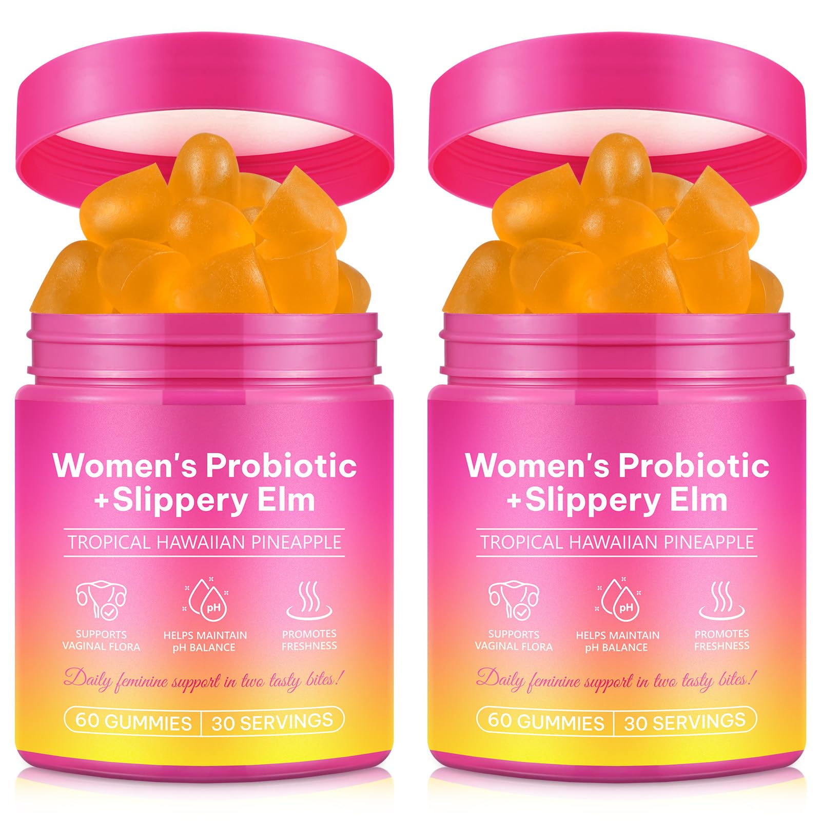 YHFGTTIO Vaginal Probiotics Gummies bottle showing packaging for convenient daily balance.