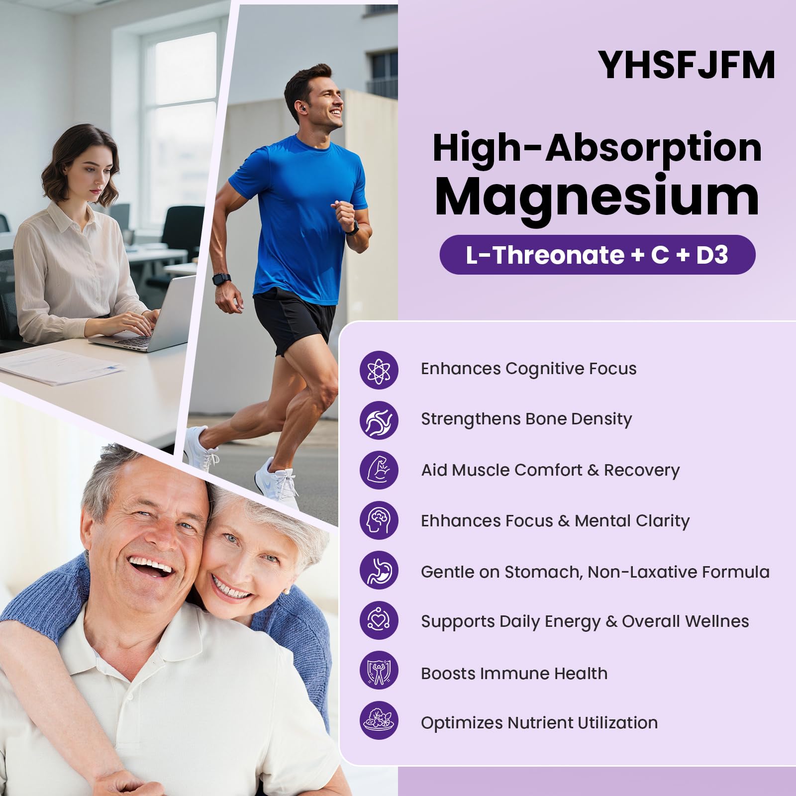 YHSFJFM bottle label nutrition facts showing 180 mg magnesium per serving