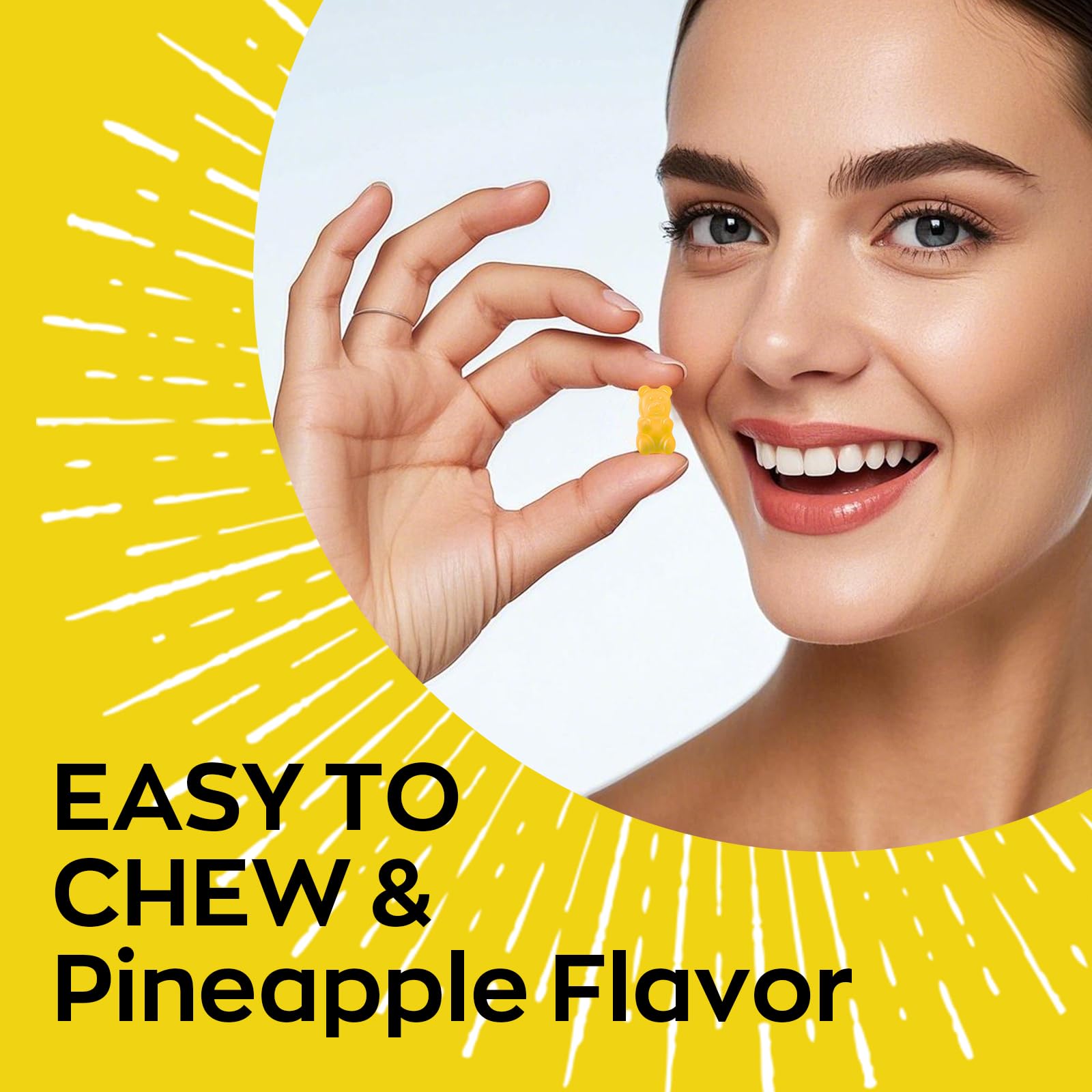 Gummies texture highlighting easy and vegan fiber intake with no sugar