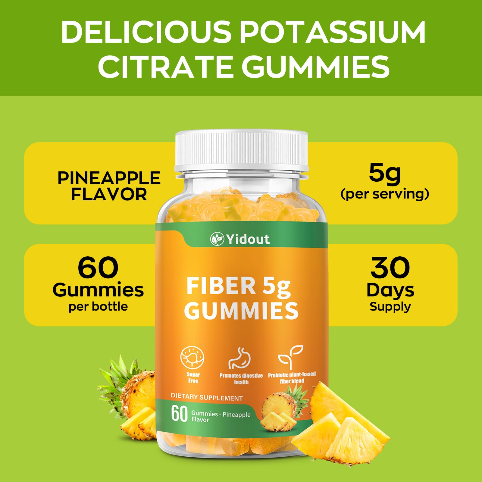 Box of Yidout fiber gummies in a 2-pack packaging
