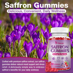 Vegan formula Yikecao saffron gummies with natural ingredients.