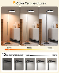 Yikola Light Floor Lamp height adjustability helps tailor reading or work area.