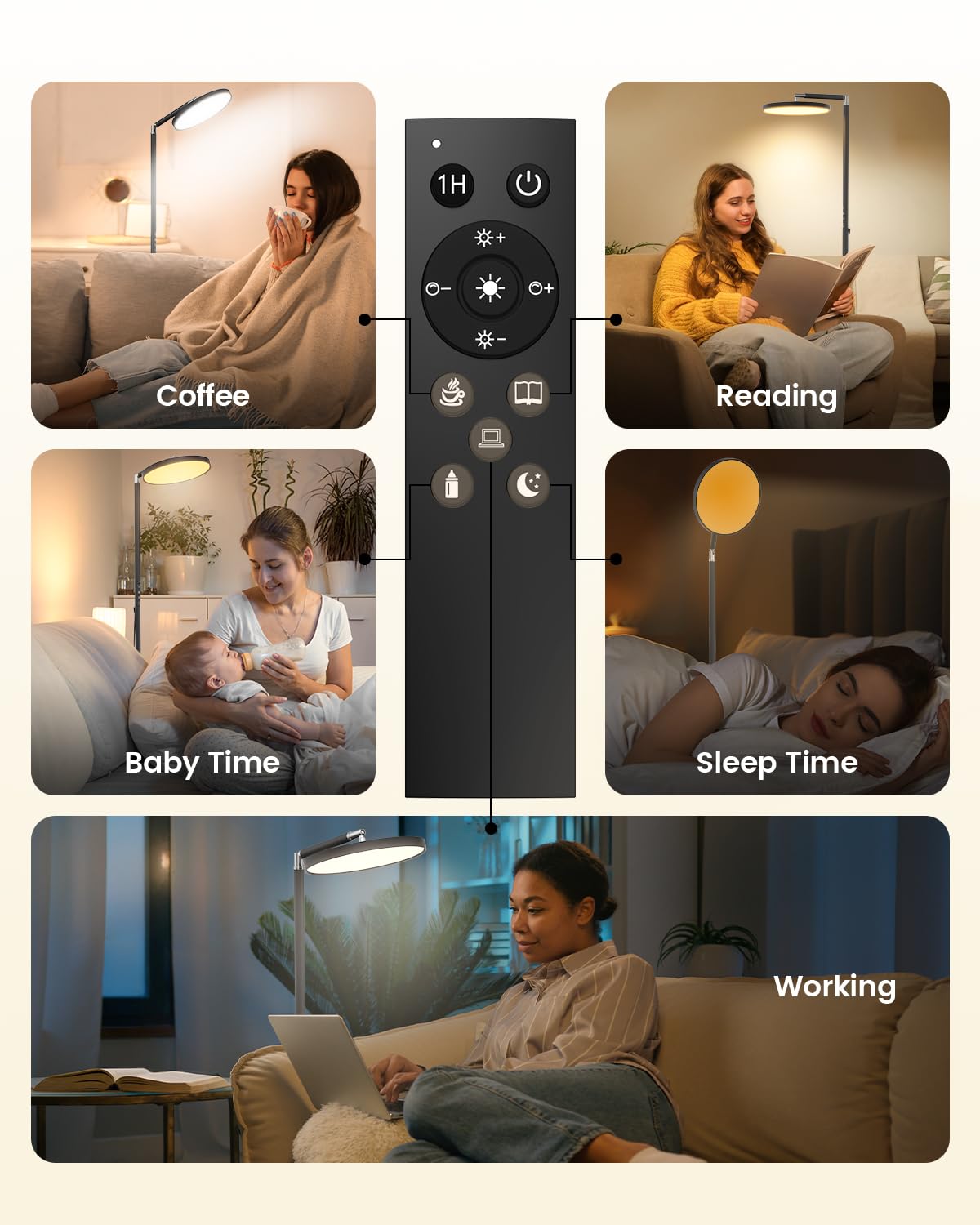 Yikola Light Floor Lamp with remote control provides convenient dimming from anywhere.
