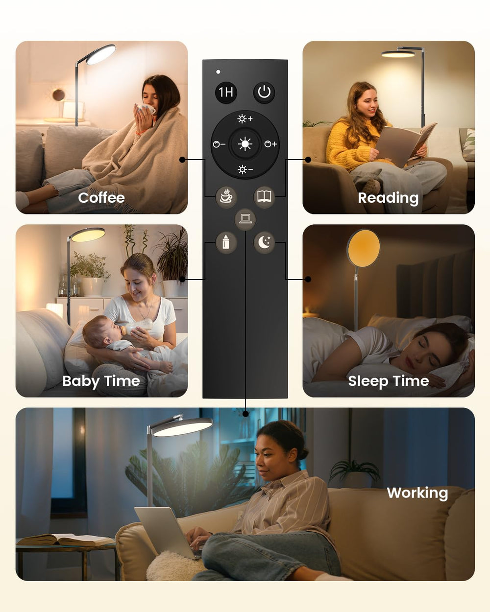 Yikola Light Floor Lamp with remote control provides convenient dimming from anywhere.
