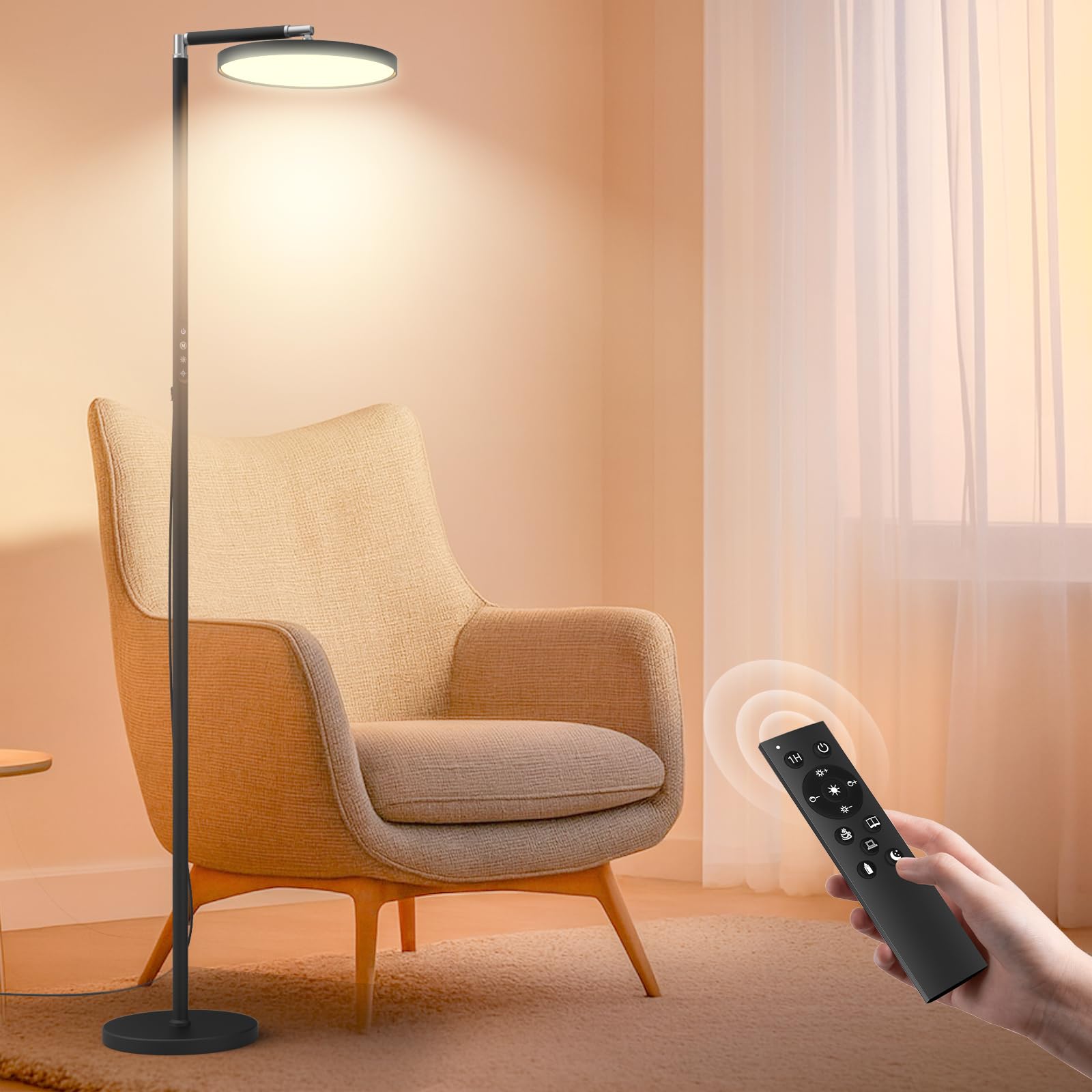 Yikola Light Floor Lamp delivers 12,000 lux UV-free daylight for clarity and focus.