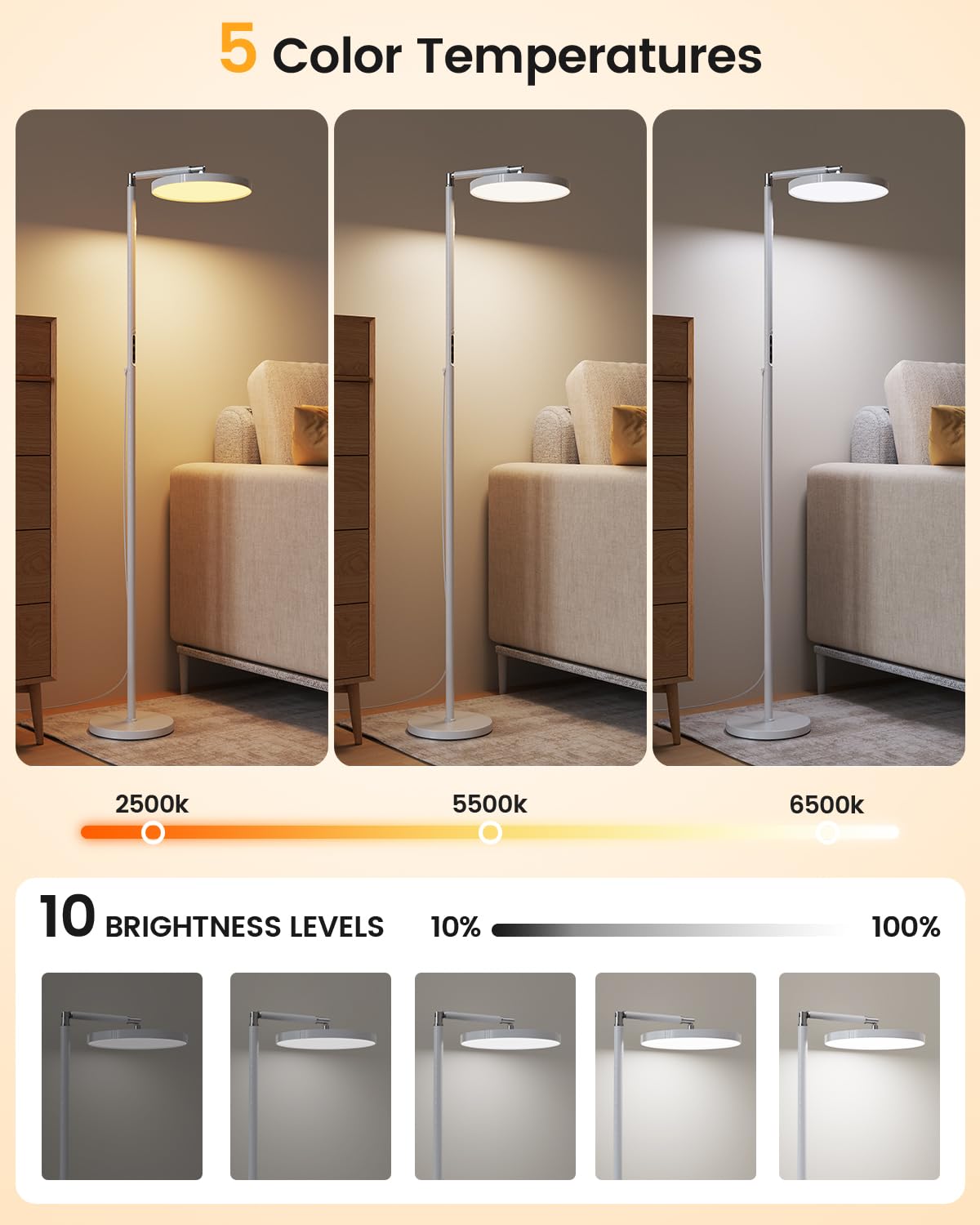 Yikola lamp tilting up to 340 degrees for precise aiming.
