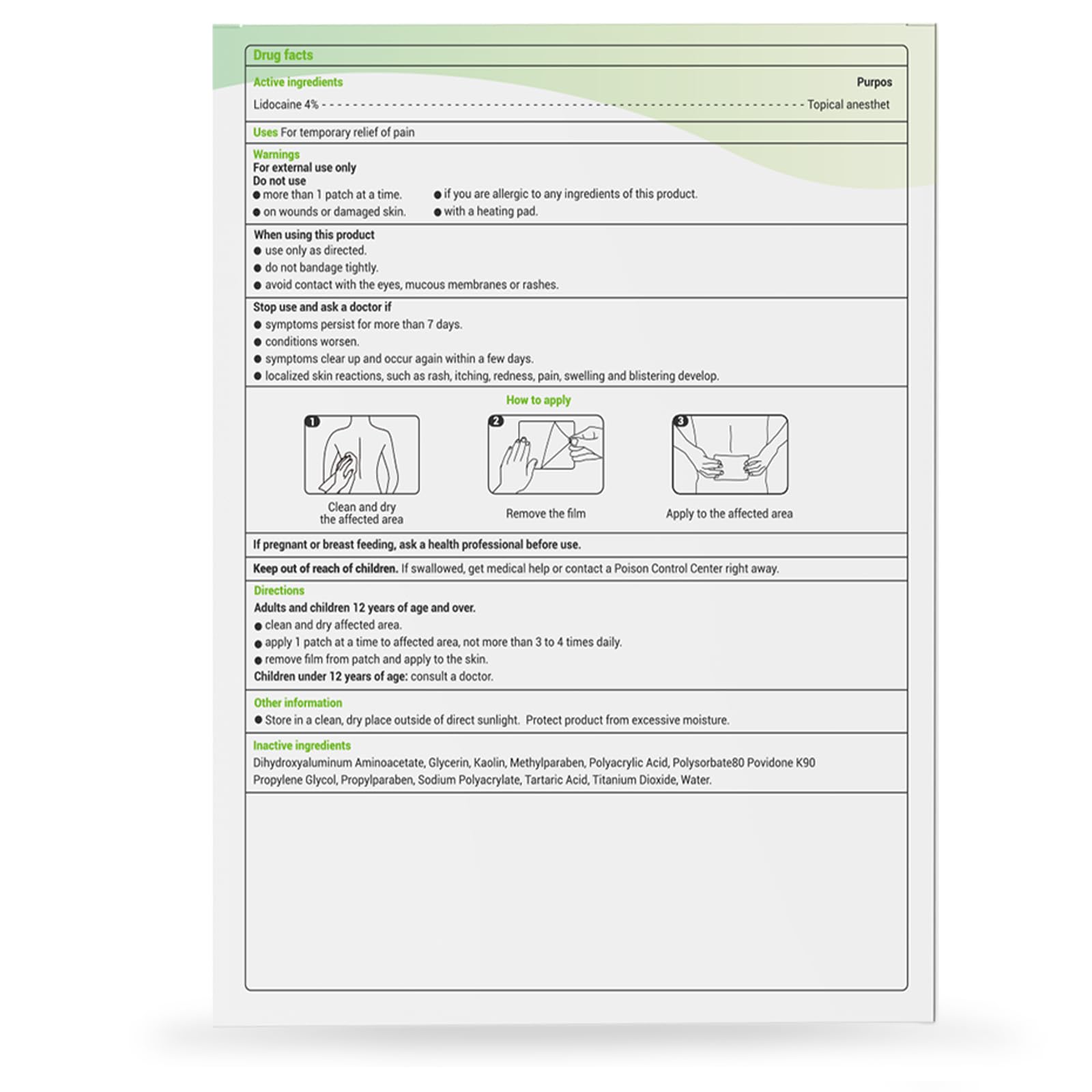 Yimimde unscented lidocaine patch emphasizing fragrance-free relief options.