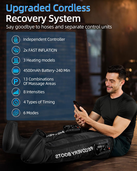 YINGGG leg massager demonstrates cordless design for flexible recovery anywhere.