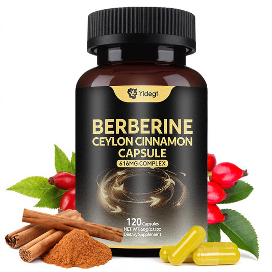 Yldegt Berberine bottle with cinnamon and turmeric for daily wellness