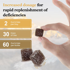 Close-up of Yldegt Shilajit Gummies showing chewy texture and natural sweetness.