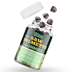 YLVARIN THORIA Saw Palmetto Gummies bottle showing label and daily wellness message