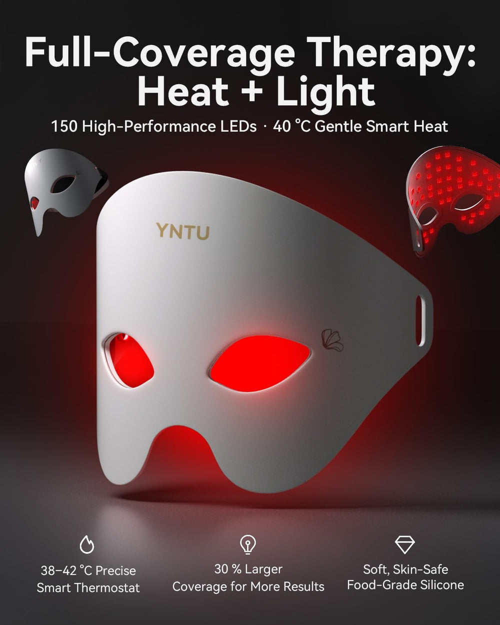 YNTU heated eye mask side view showing comforting warmth during sessions