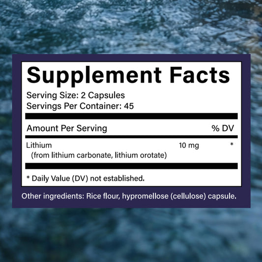 Close-up of YOCMIPS Lithium Orotate capsules for easy swallowing