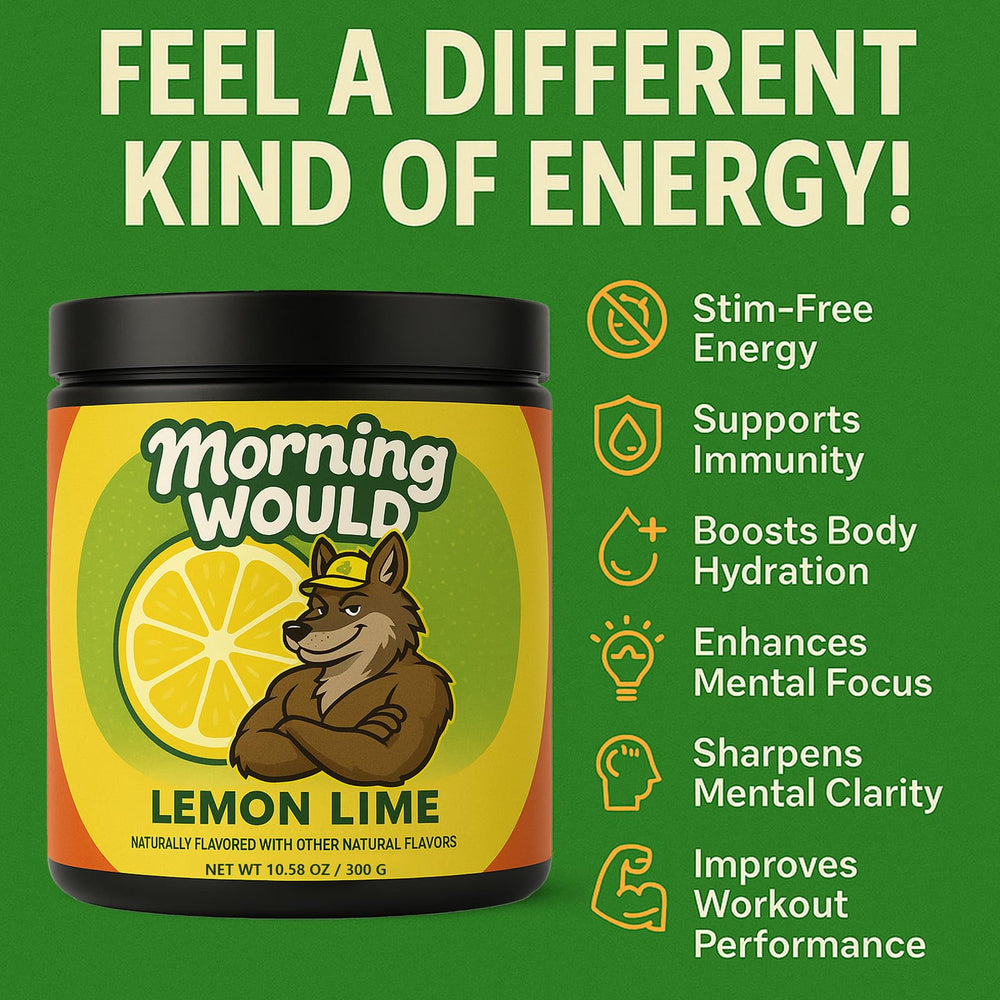 YOCMIPS Morning Would pour into glass, showcasing lemon lime flavor for refreshing focus.