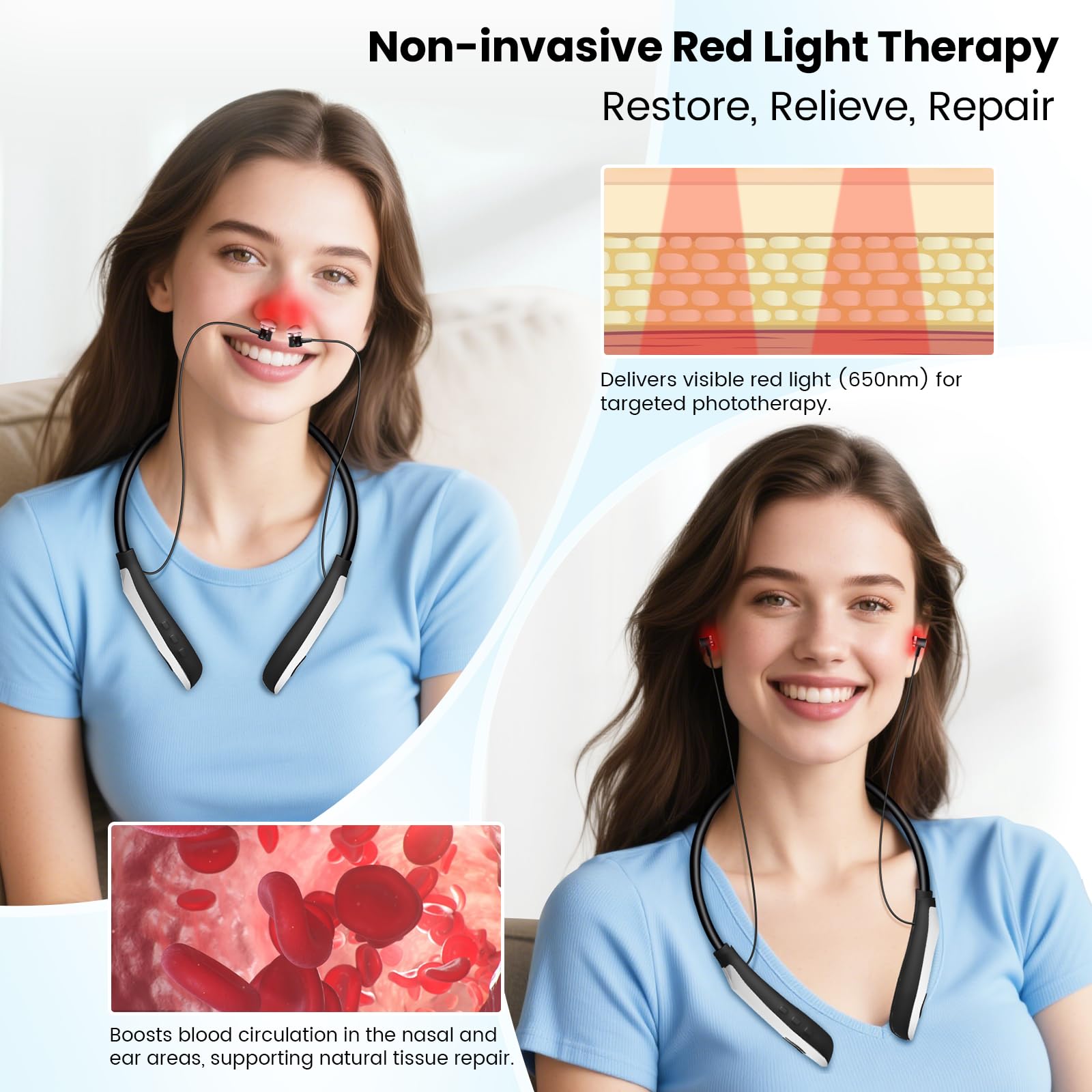 YOEYOU neck-hanging design enabling hands-free therapy.