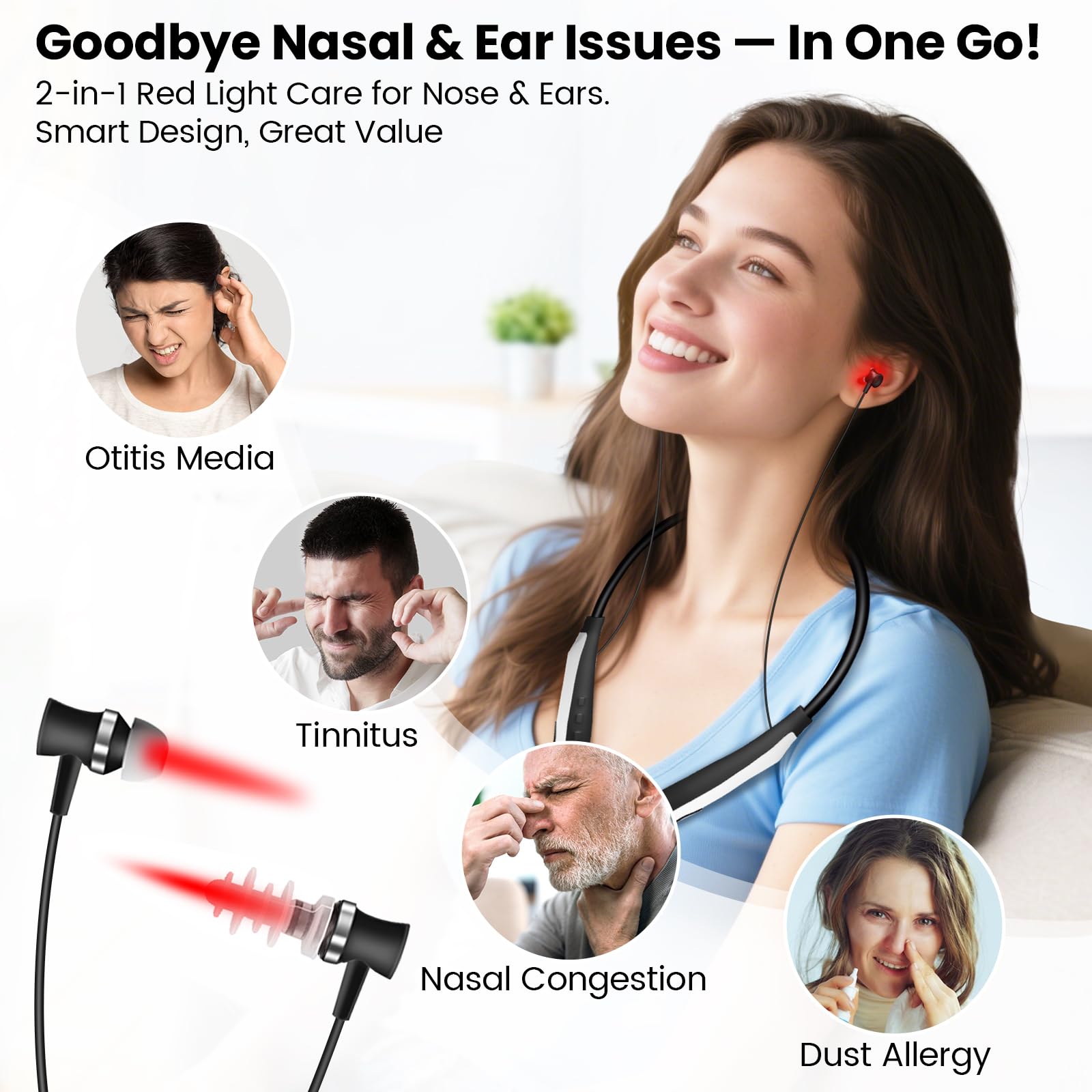 YOEYOU red light therapy ear canal covers for comfortable ear sessions.